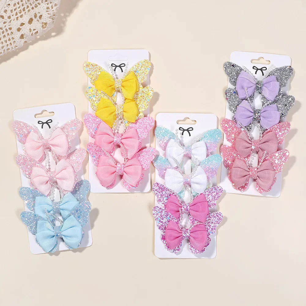 

LOVEKIKI 4Pcs/Set Glitter Butterfly Hair Clips for Girls Hairpins Children Barrettes Kids Headwear Boutique Hair Accessories