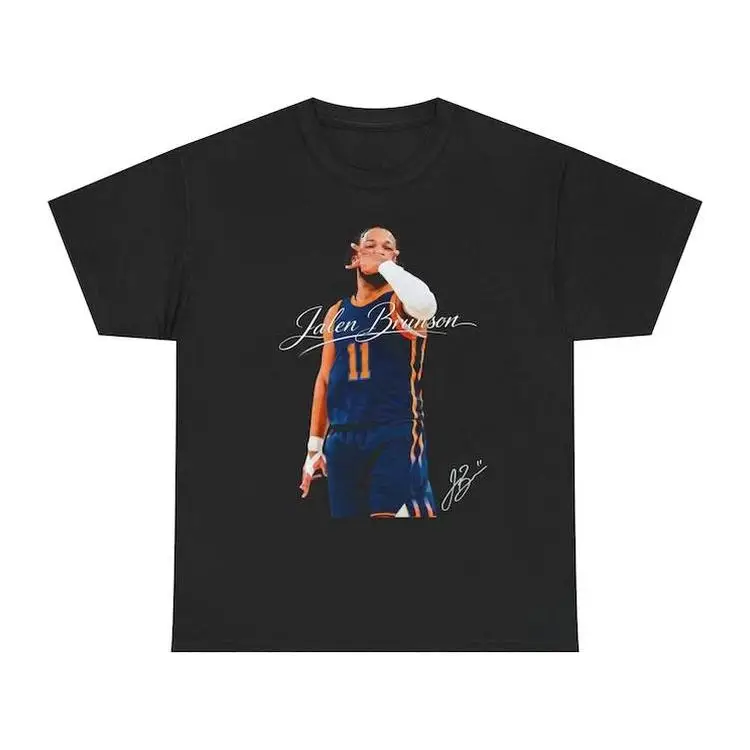 Jalen Brunson New York Basketball Casual Cotton Round Neck Short-Sleeve Top, 3pt Celebration Autograph Edition Fan Graphic Tee