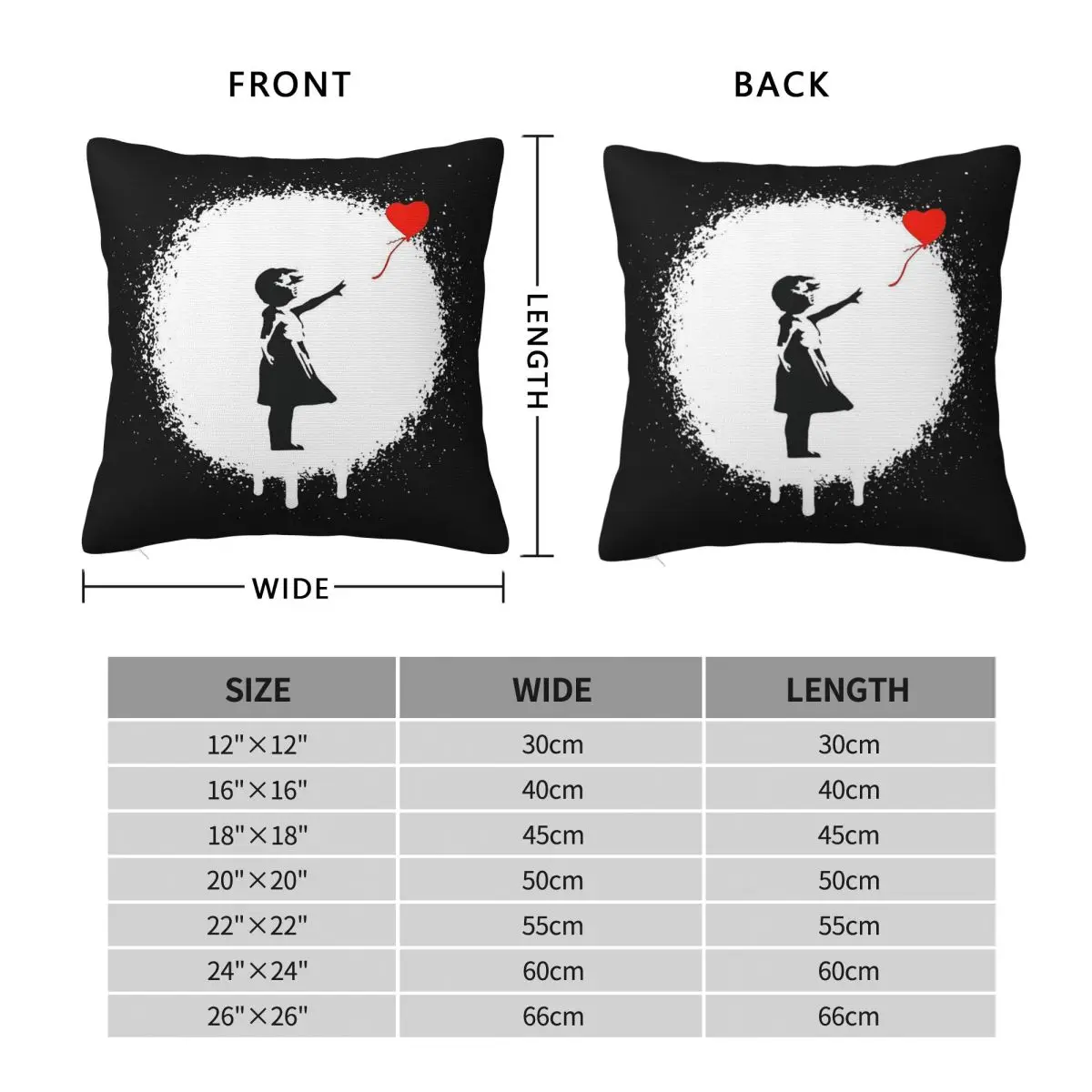 Balloon Girl Banksy Spray Square Pillowcase Polyester Linen Velvet Printed Zip Decor Throw Pillow Case Car