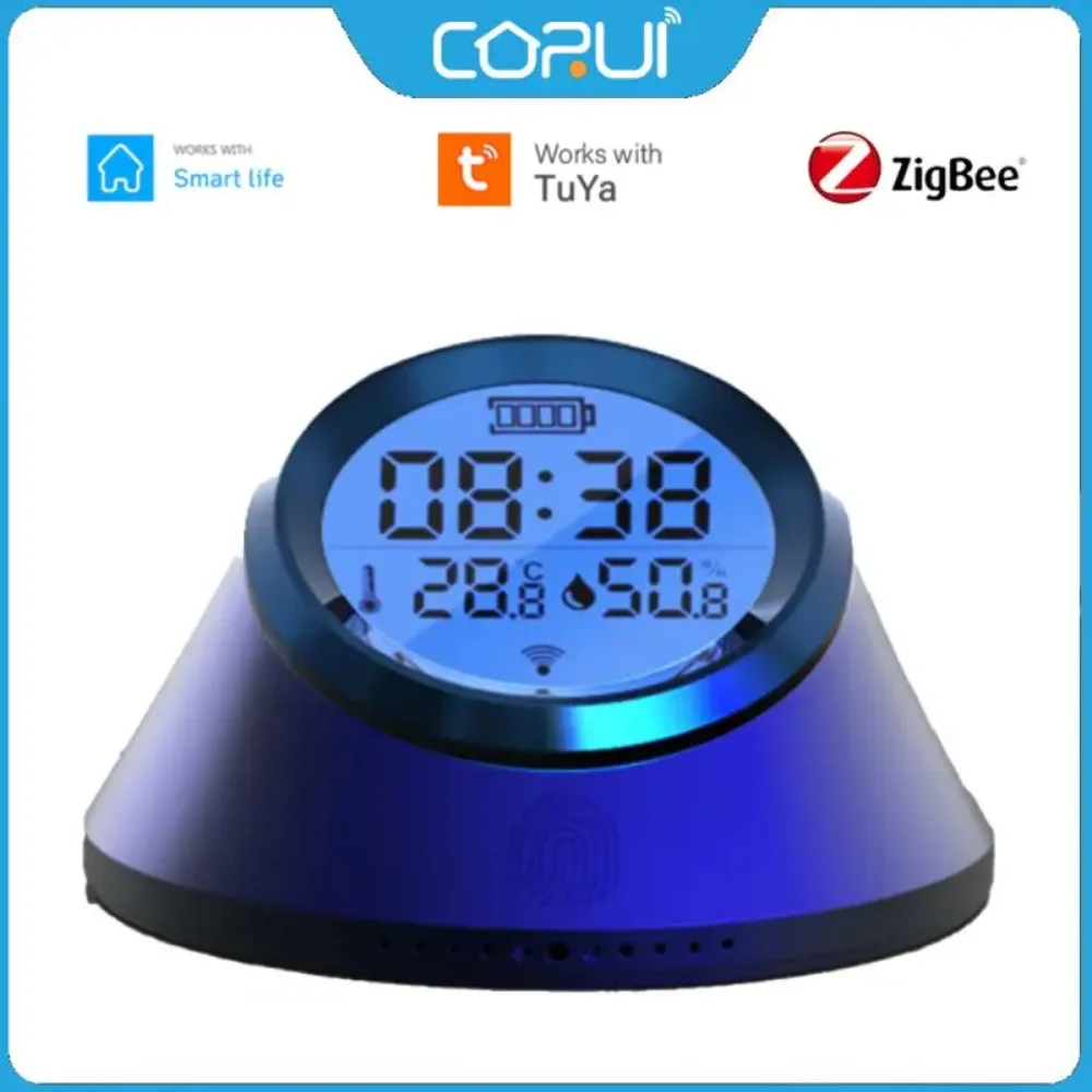 

CORUI Tuya Zigbee Smart Temperature & Humidity Sensor Clock With Backlight Display Thermometer App Control Via Smart Life