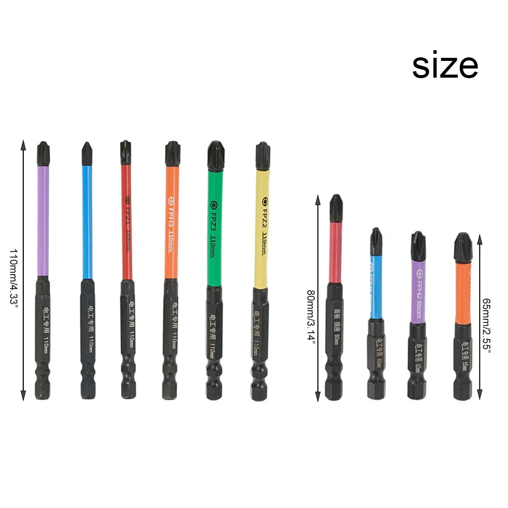 

Cross Screwdriver PZ Screwdriver Bit 65mm 110mm Work More Easily Color Differentiation FPH1 FPH2 FPH3 FPZ1 FPZ2 FPZ3