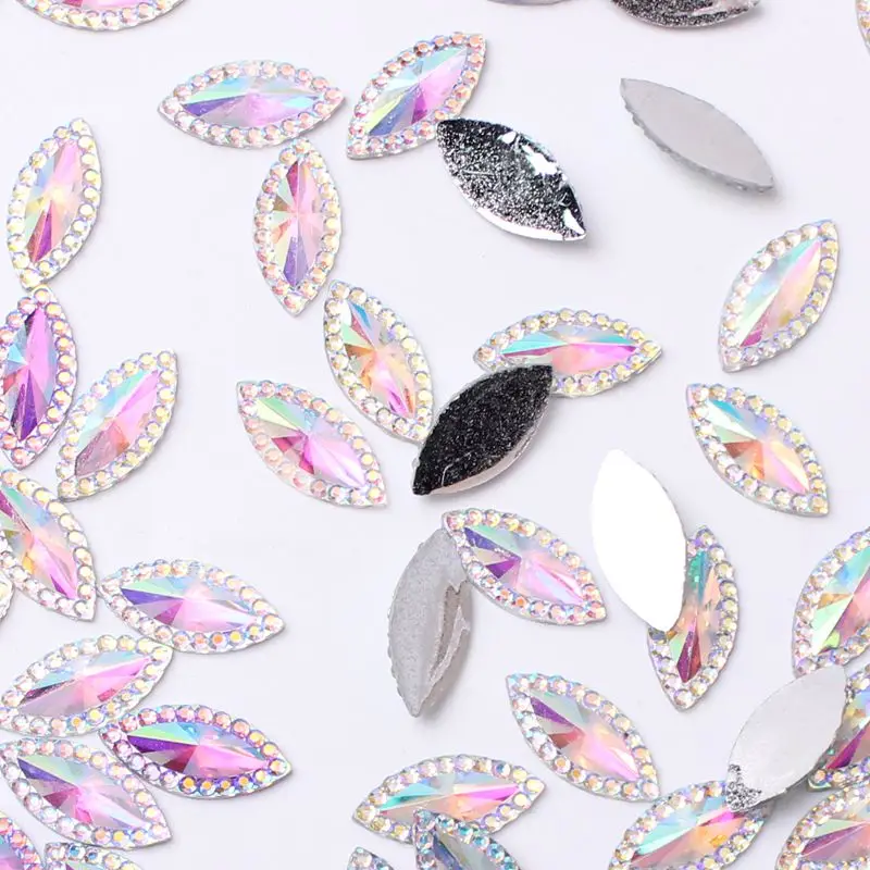 7*15mm500Pcs AB Multi-Color Resin Pointed Horse Eye Accessories Handmade DIY Nail Material Accessories