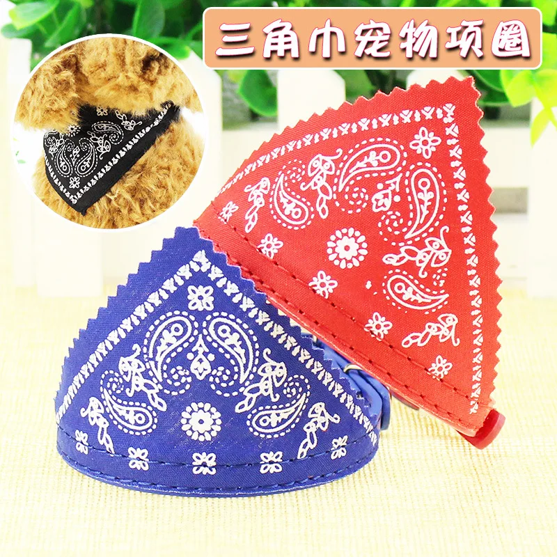 Cat Collar Lovely Adjustable Size Dog Cat Necktie Pet Triangular Saliva Tie Scarf Dog Bandana Collar With PU Leather Pet Product