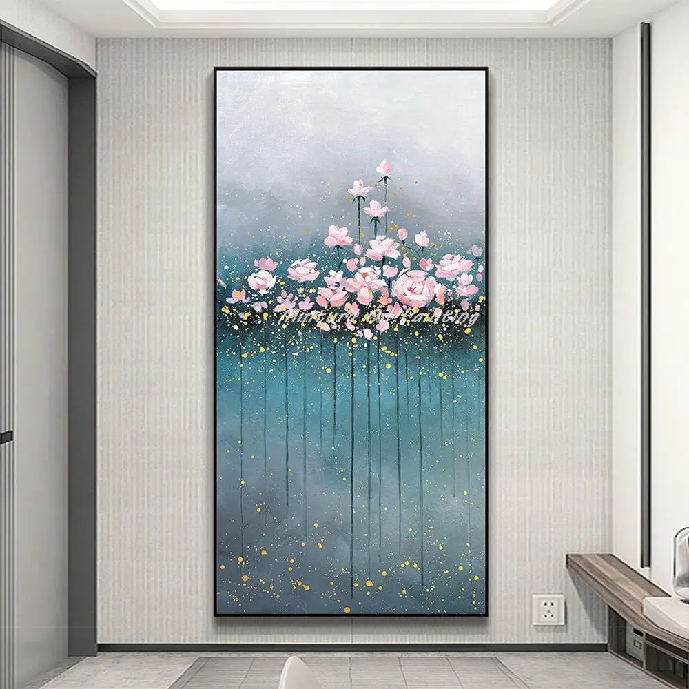 Mintura Large Size Handmade Artwork Handpainted Oil Paintings on Canva,The Beautiful Flower Scene Modern Home Decortion Wall Art