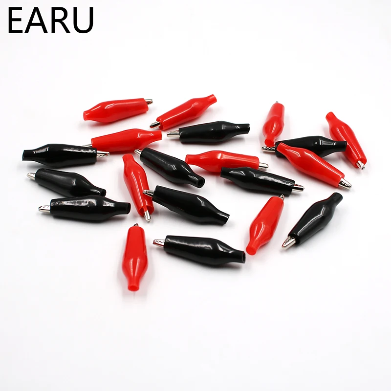 10-20pcs 28mm Metal Alligator Clip  Crocodile Electrical Clamp Testing Probe Meter Black Red with Plastic Boot Car Auto Battery