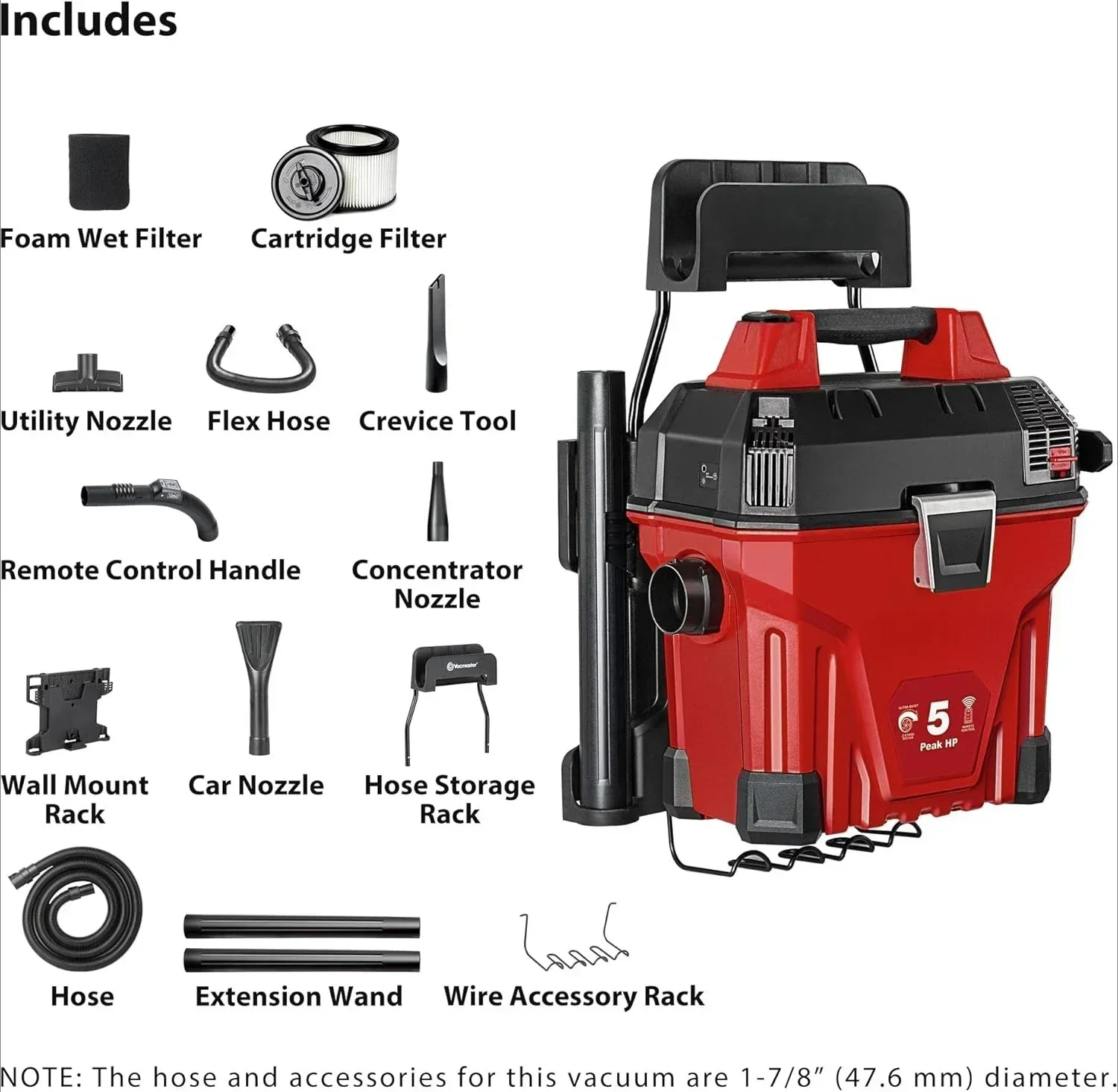 Hot salesOrganic Modern 5-Gallon* 5 Peak HP† Remote Control Wall Mount Wet/Dry Vac – VWMB508 1101