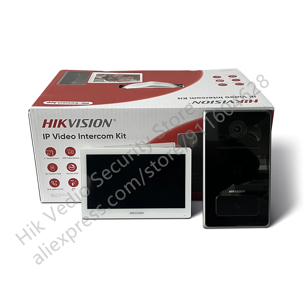 HIKVISION DS-KIS608-P IP 비디오 인터콤 키트 다국어 POE에는 DS-KV6133-WME1 및 DS-KH6350-WTE1이 포함됩니다. 흰색 Hik-Connect 제어