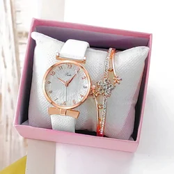 Fashion Women Watch Lucky flower Bracelet Flowers Ladies belt Watch Leather Quartz Wristwatch Clock Gifts Relogio Feminino