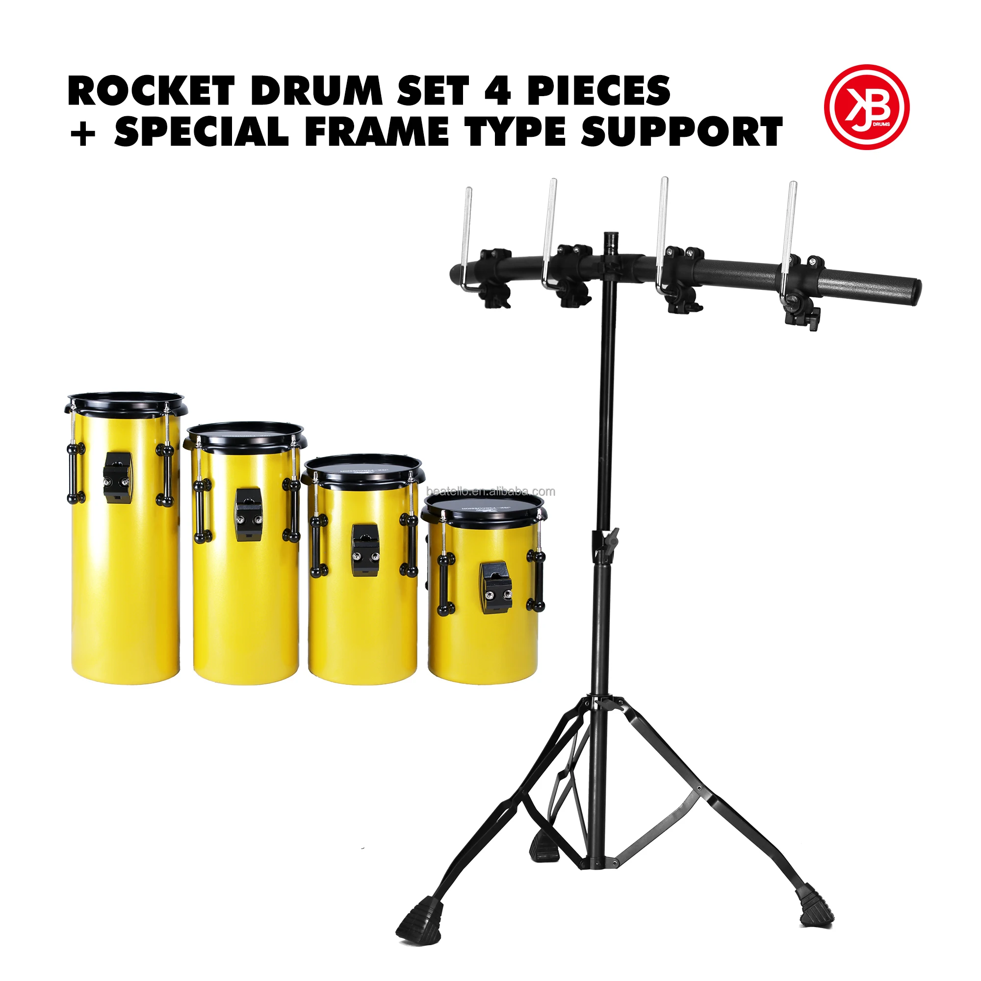 Rocket Four Tom Drum Set 4 Pcs./Set With Different Height Shells For Unique Tones Stand Included