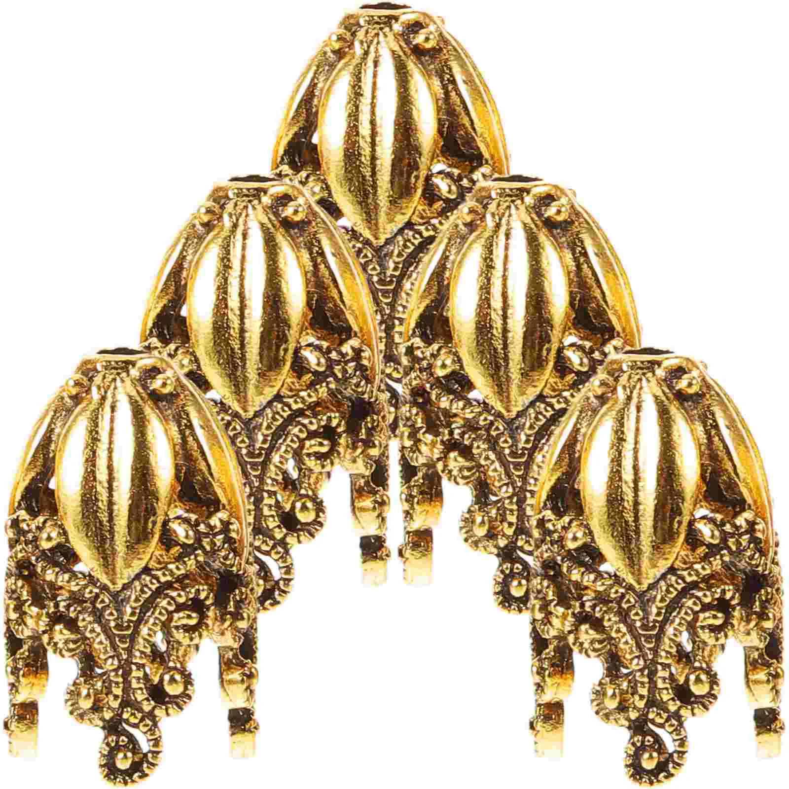 

5 Pcs Beads for Crafts Metal Caps Bracelets End Hat Jewelry Making Charms Loose Spacer Alloy