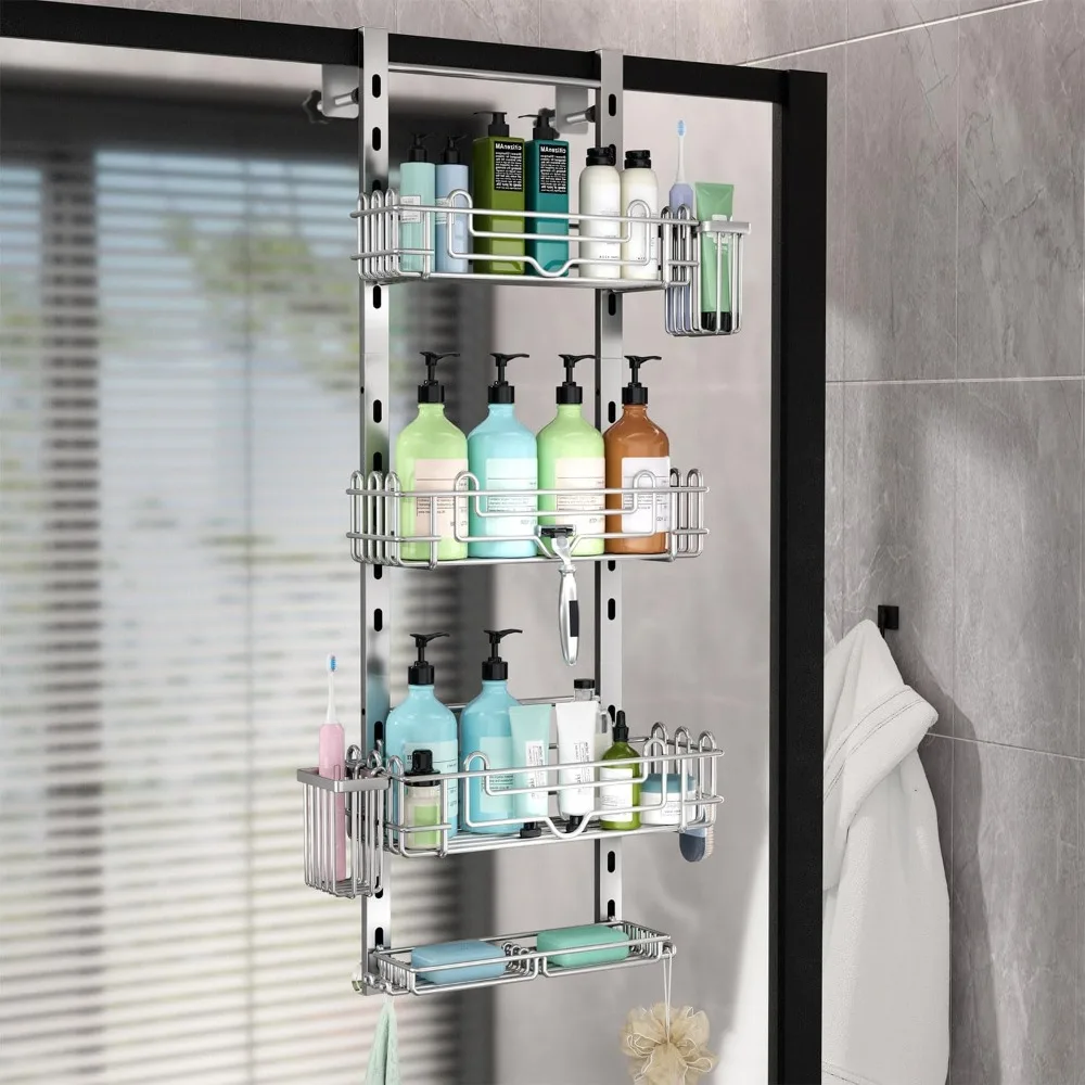 

HapiRm Hanging Shower Caddy Organizer - Shower Shelf with 22 Hooks and 2 Toothbrush Holders, No Drilling Adjustable Hanging