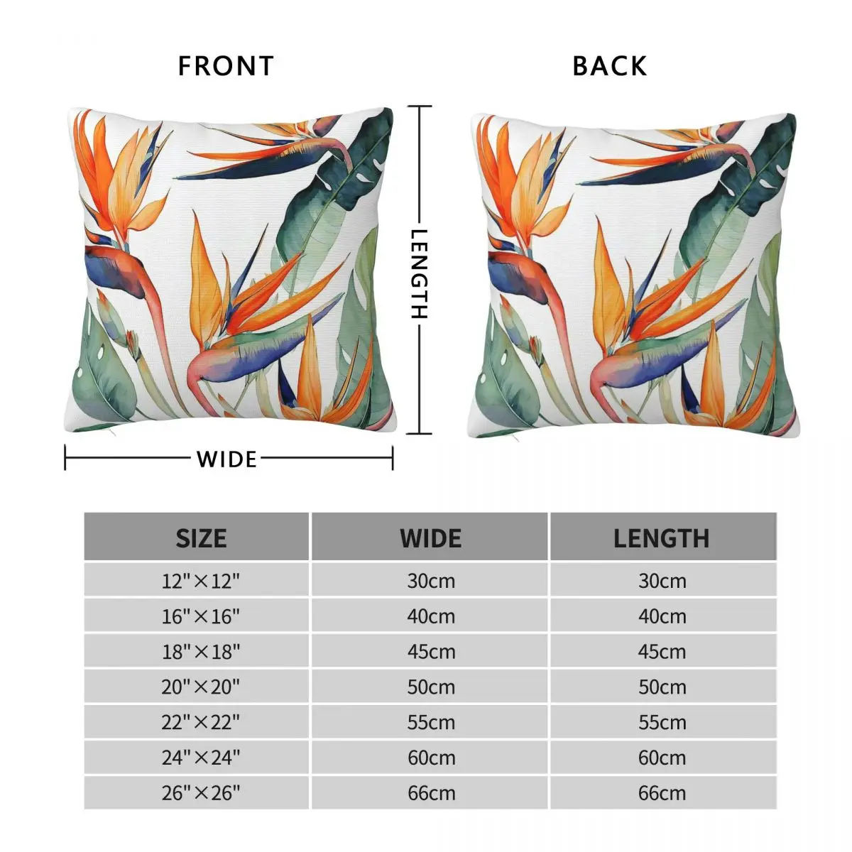 Bird Of Paradise Flower Square Pillowcase Polyester Linen Velvet Creative Decorative Pillow Home Cushion Case Wholesale 45x45