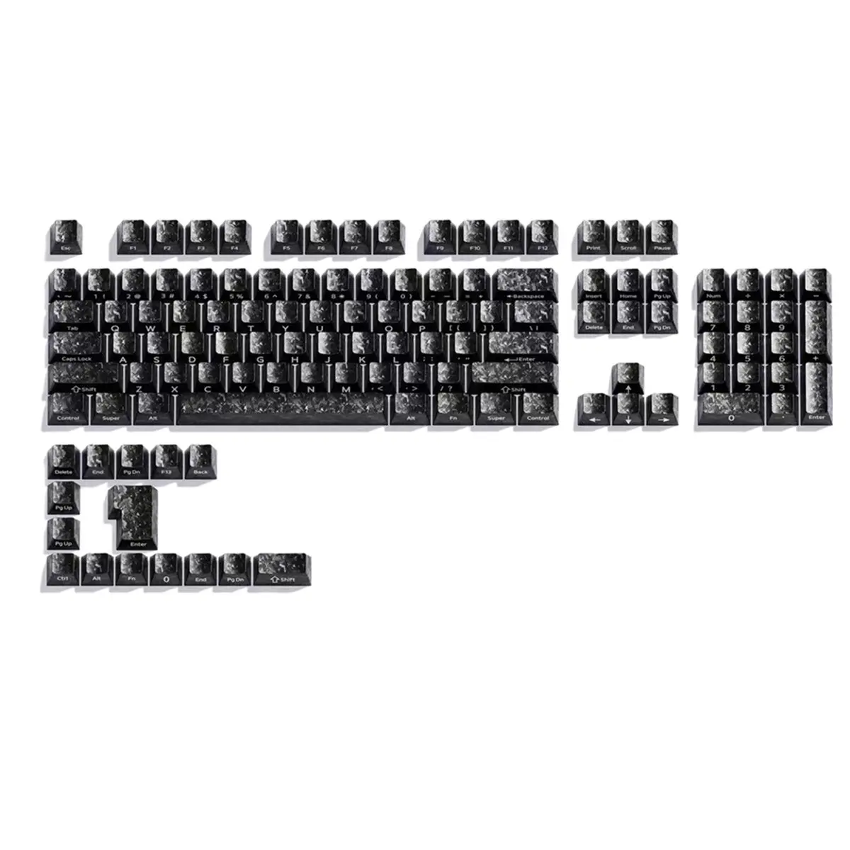 A85P 119 Black Forged Carbon Matte Keycaps Side Print PBT Backlit Key Cap Cherry Profile Double Shot for Mechanical Keyboards