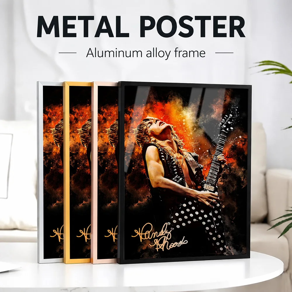 Randy Rhoads Guitar Performance Framed Metal Print Customized Photo Concert Style Wall Art For Recording Studio Collector Gift