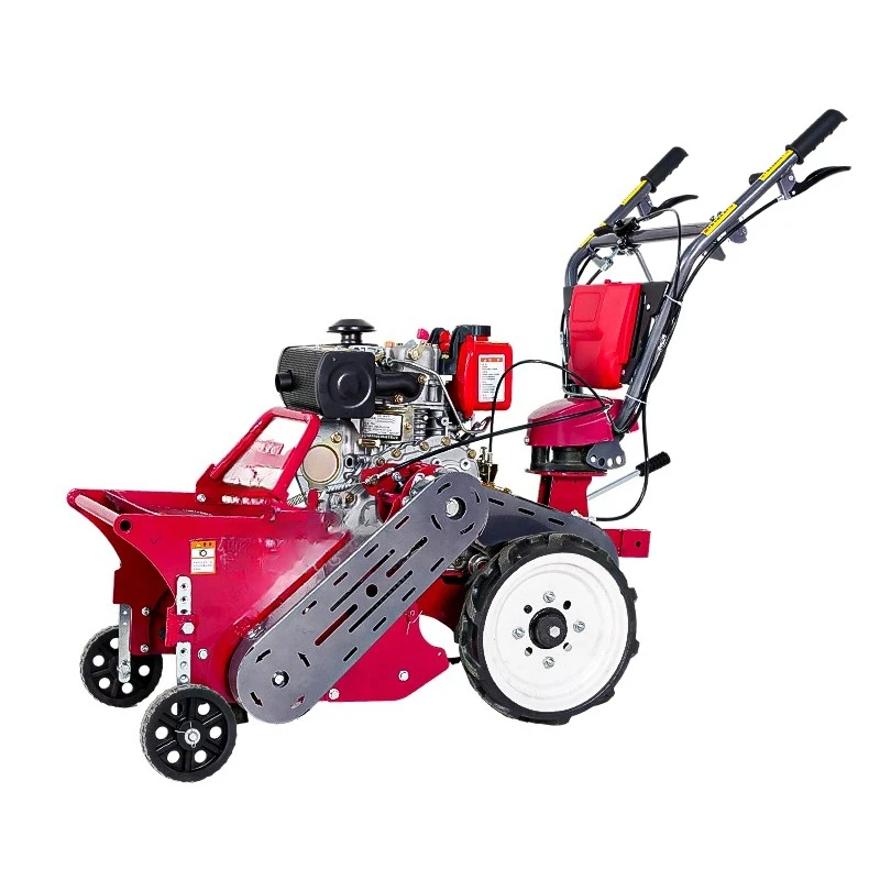 

Four-stroke lawn mower, self-propelled lawn shredder