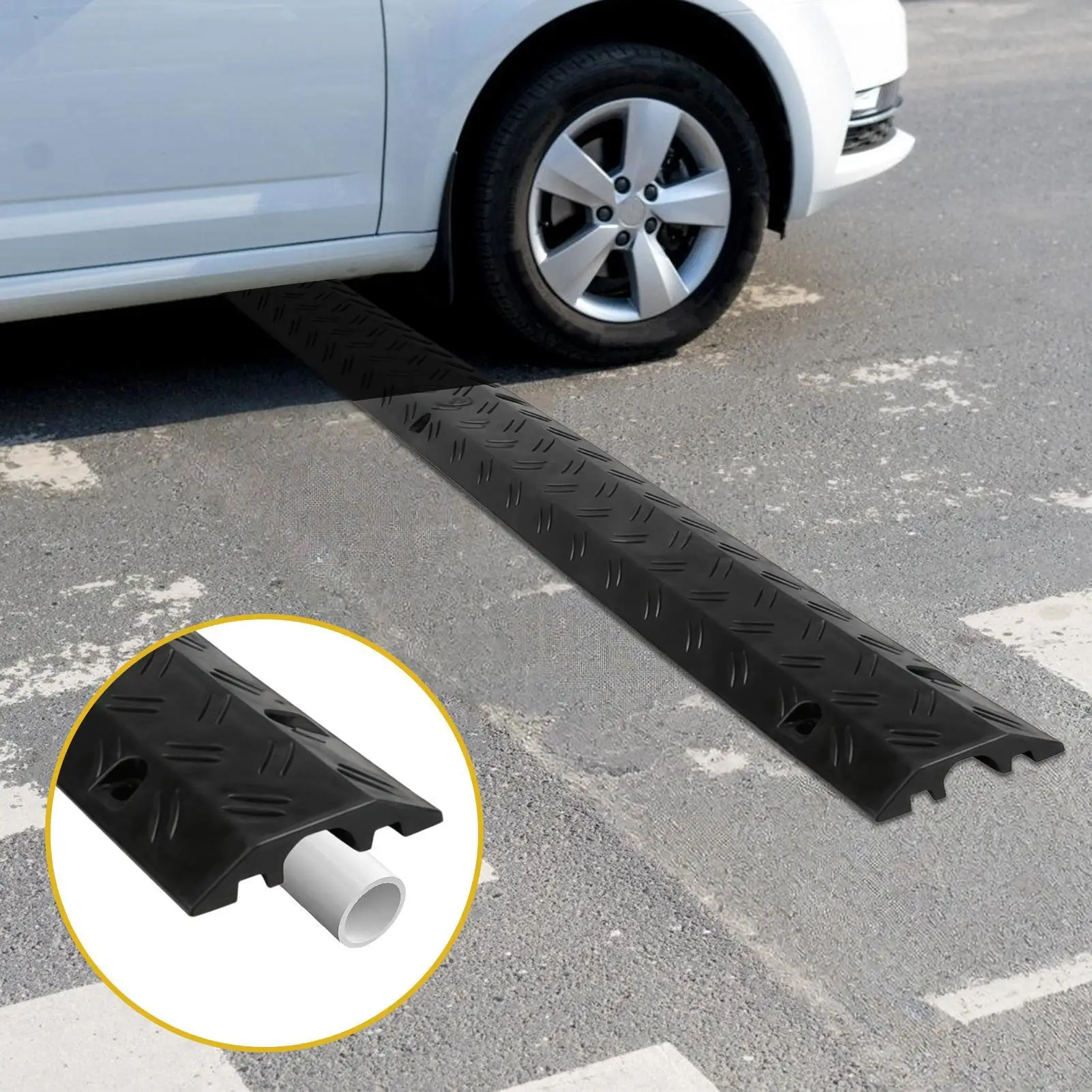 Hose Protector Ramp Indoor Power Lines Cover Protective Driveway Hose Cover Speed Bump for Outside Road Garage Sidewalk Asphalt