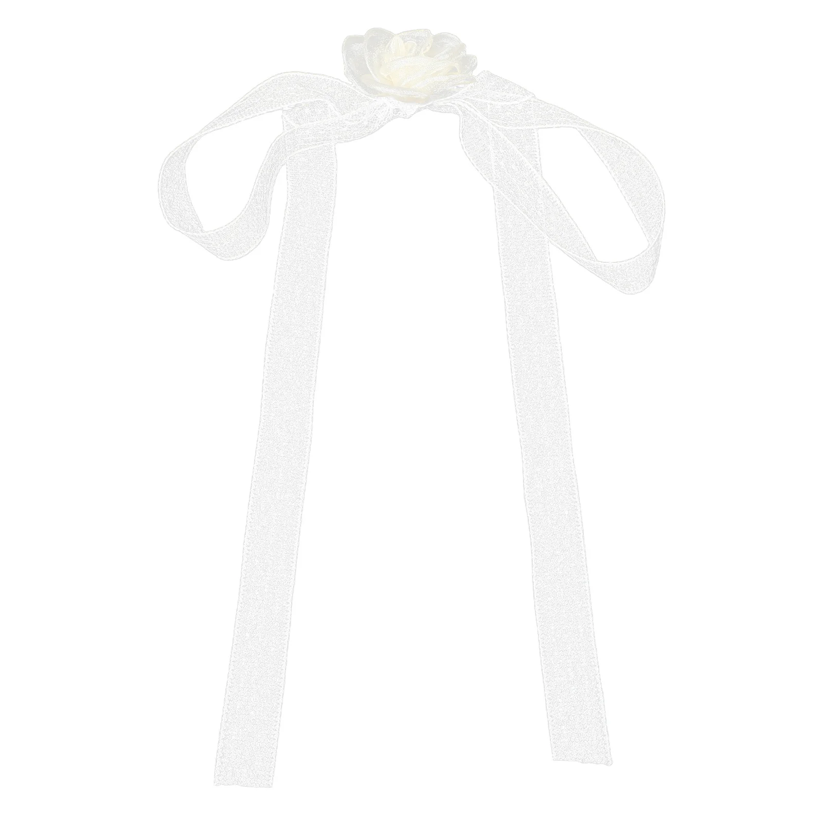 

Lace Flower Ribbon Hairband French Vintage Style Adjustable Long Wrap Neck Chain Floral Collar Tie for Women Girls Wedding Hair