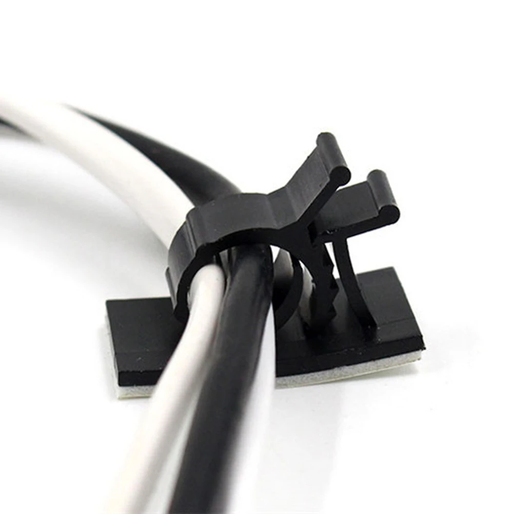 

30pcs Plastic Clips Black Adhesive Backed Wire Adjustable Cable Clips Adhesive Cable Management Clips Adjustable Clamp
