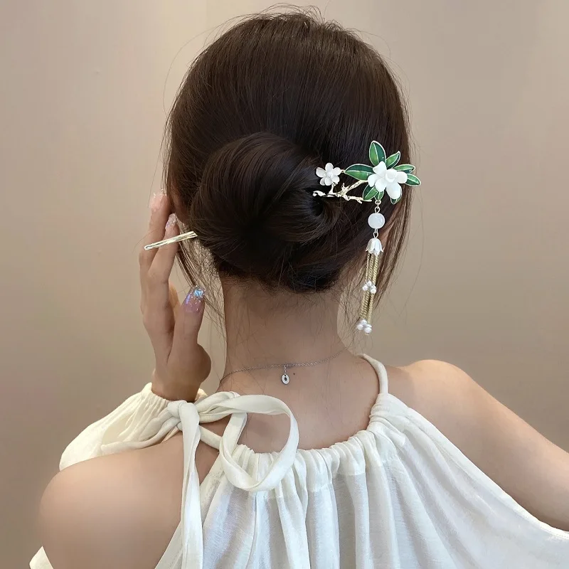 2022New Women's Retro Green Bamboo Hair Clips grace temperament Girl Ponytail Claw Clip Shark Clip  FOR WOMAN Ornament accessory