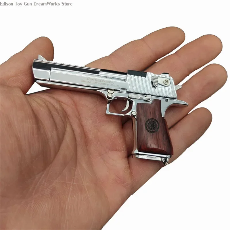 Desert Eagle madeira maciça lidar com Metal arma modelo Keychain, armas de brinquedo miniatura, coleção de pistola de liga pingente, 1:3, novo, 2024