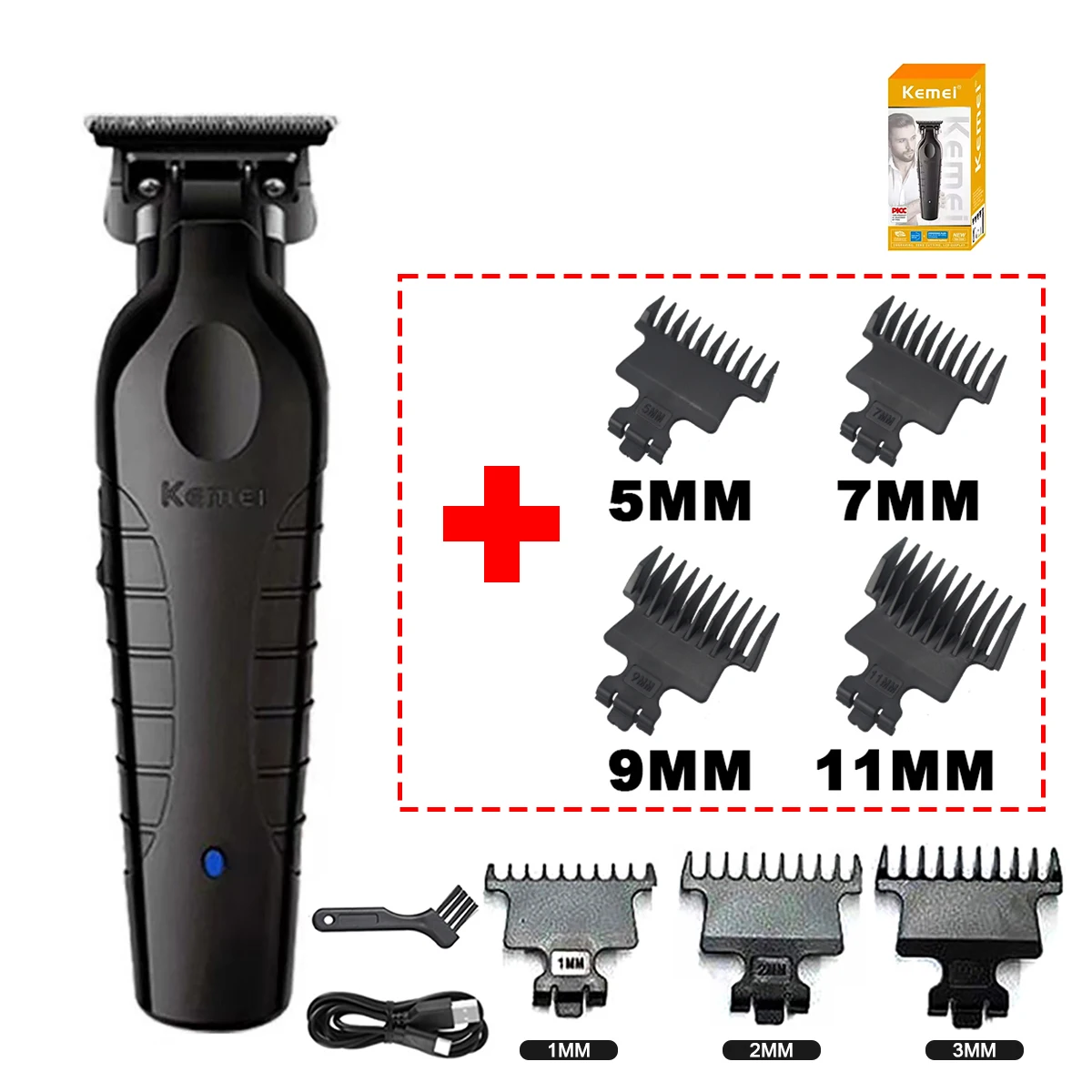 Kemei 2299 Barber Kabelloser Haarschneider 0mm Zero-Gap Konturenschneider Professionelle Elektrische Finish-Schneidemaschine