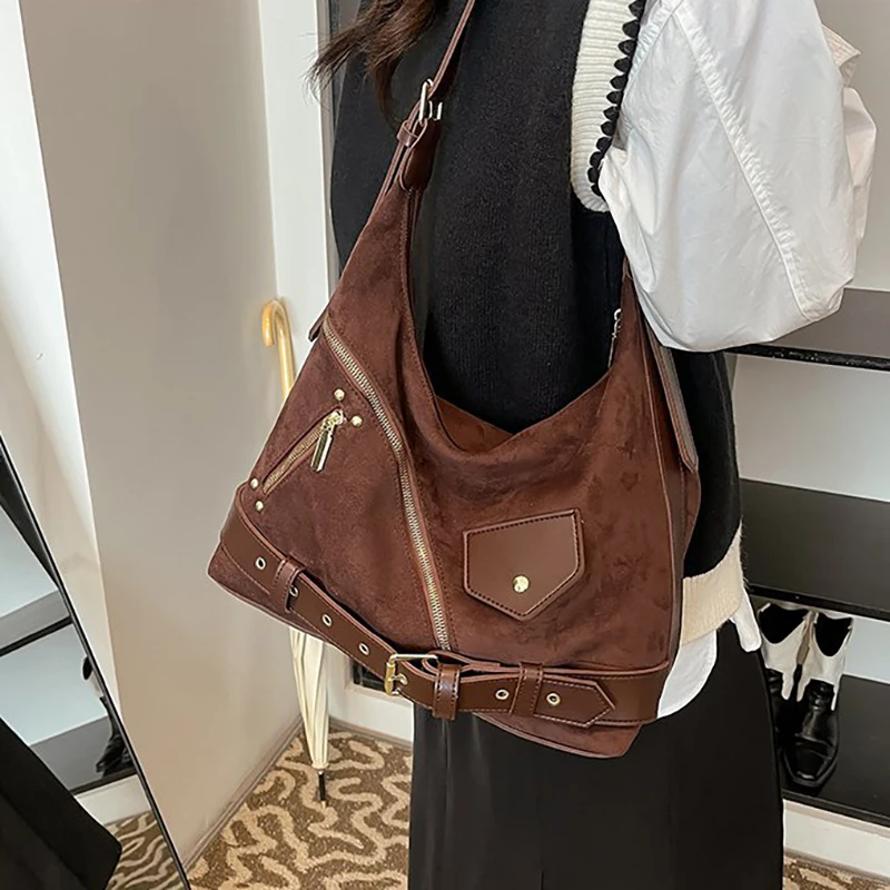 

HAEX Vintage Maillard Women Tote Bags Luxury Designer Crossbody Shoulder Bag Female Large Capacity PU Commute Bolso Mujer