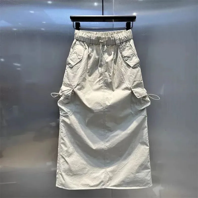 2026 Women's New Style High-Waist Plus Size Skirts Elastic Waist Solid Wrap Buttocks Autumn Winter Versatile Straight Leg Skirt