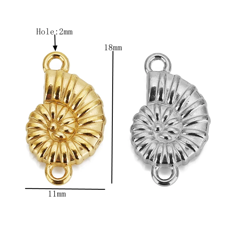 5pcs Stainless Steel Double Hole Conch Charms Connectors for DIY Earrings Bracelets Jewelry Making Supplies Accessories Finding - Detail 1