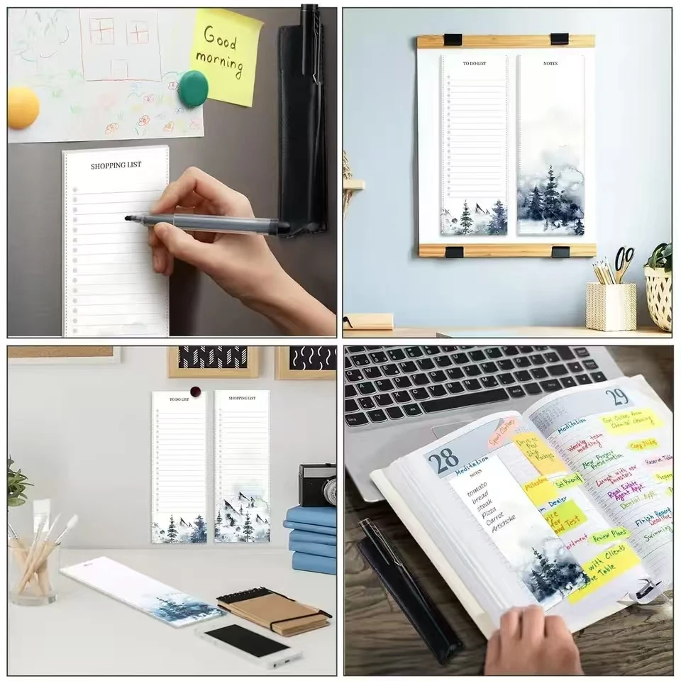 Floral Pattern Magnetic Fridge Notepad, Portable Tear-off Magnetic Memo Pad, Shopping List, Home Kitchen Office Planner