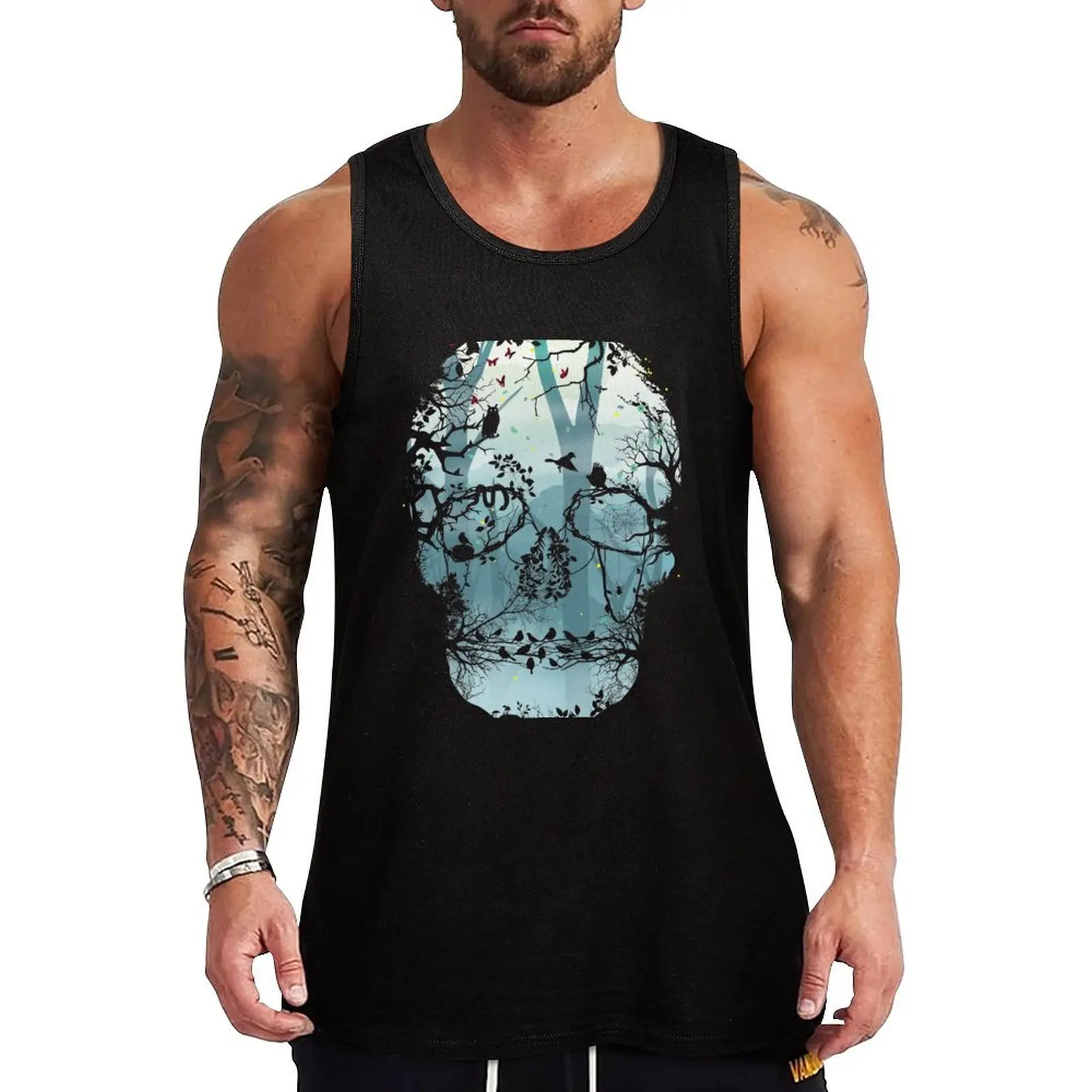 Dark Forest Skull Tank Top sleeveless jackets Vest male bodybuilding men Men's sleeveless