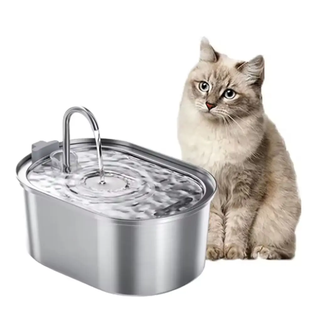 

Durable 3.2L Smart Cat Water Fountain Stainless Steel Automatic Pet Water Dispenser Low Noise Oval Pet Water Drinker Home
