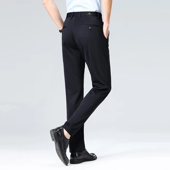 High-stretch fabric men's business trousers suitable for all seasons, featuring an elastic waistband and classic office/work for 5 High-stretch fabric men's business trousers suitable for all seasons, featuring an elastic waistband and classic office/work for 5