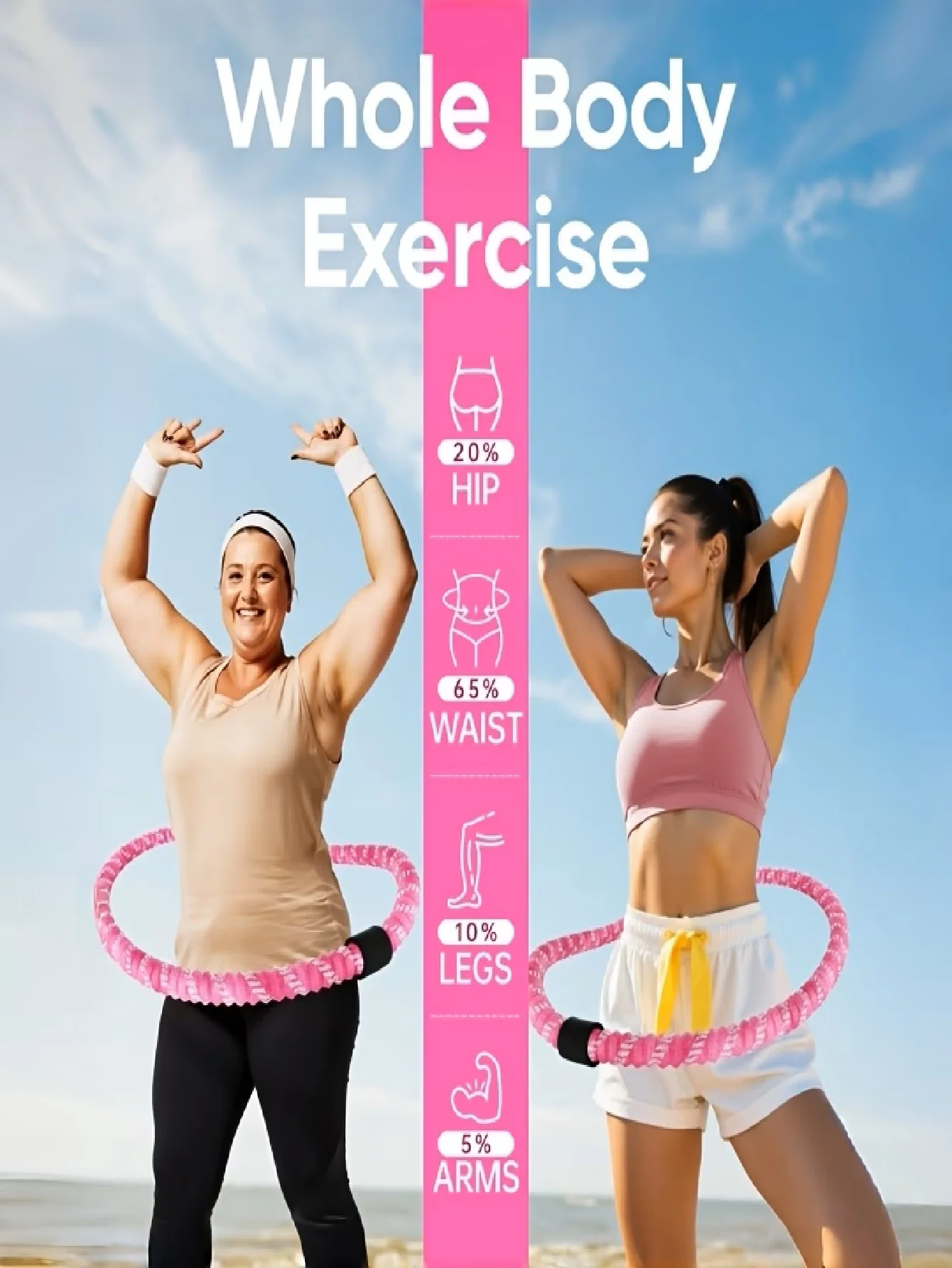 Adult Soft Silent Fitness Ring, Requires Initial Practice on Video, Soft Material Design Protects Your Waist, Foldable and Portable Weighted Exercise Ring, Home Gym Workout Weight Loss Gift