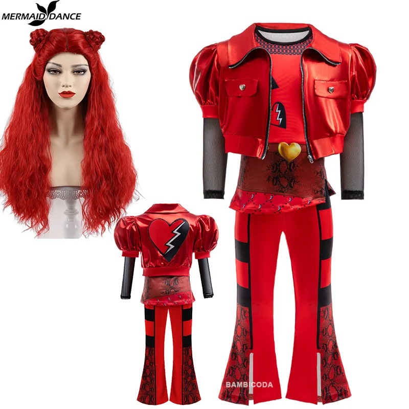 2024 هالوين كلوي ملكة القلوب بريدجيت تأثيري D-الاسطوانات 4 بذلة زي صعود فستان أحمر الفتيات يطير كم فستان