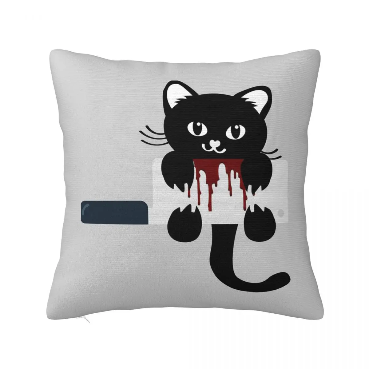 Black Cat Holding On Scary Cat Square Pillowcase Pillow Cover Polyester Cushion Zip Decorative Comfort Throw Pillow for Home Car