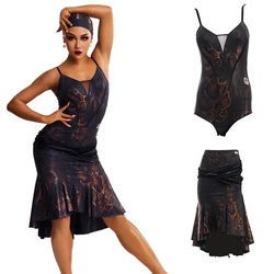 Women'S Latin Dance Clothing Sexy Snake Pattern Latin Top Skirt Adults Ballroom Dance Competition Costume Smaba Wear SL8832