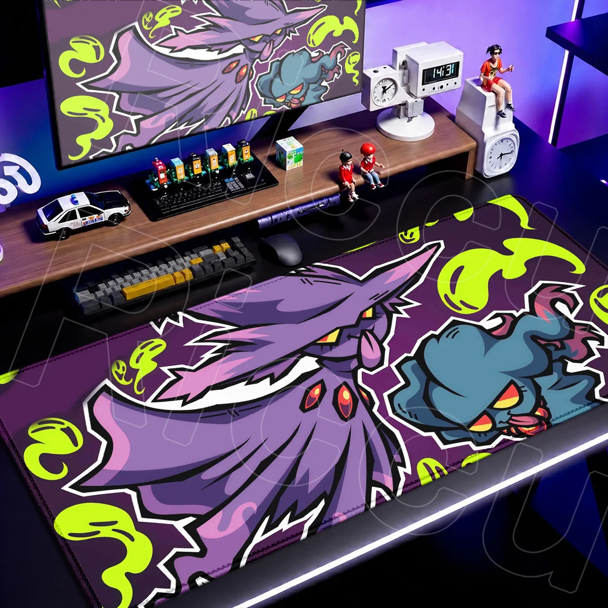 Großes dunkles Pokemon-Mauspad, Computer-E-Sport-Gamer-Tastaturmatte, Misdreavus PC-Gaming-Zubehör, 900 x 400 mm, Gummi-Desktop-Teppich – Detail 15
