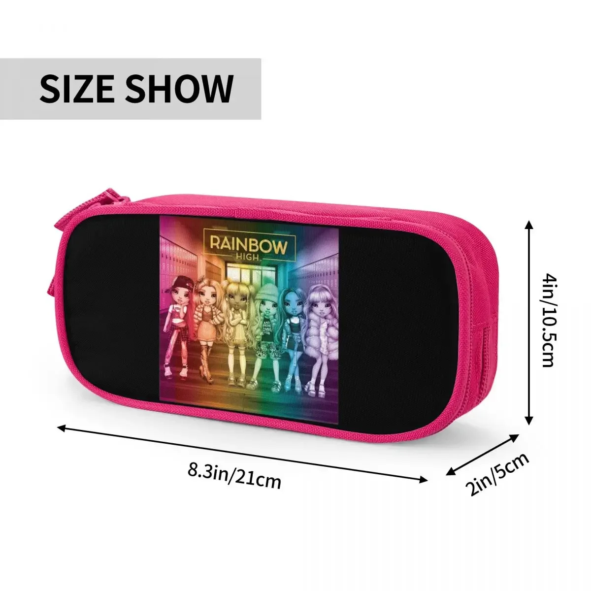 Large-capacity Pencil Pouch Rainbow High Group Artwork School Supplies Double Layer Pencilcase Girl Makeup Bags Birthday Gift