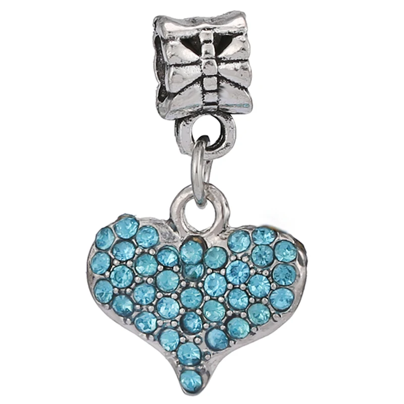 10Pcs/Lot Rhinestone Heart-shaped Crown Charm DIY Charm Pendant To Make Women's Bracelets, Bangles Necklaces And Fine Gifts