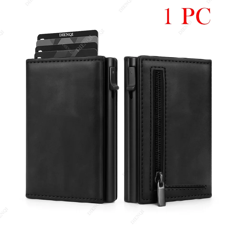 RFID-Geldbörse, Kreditkartenetui, luxuriöser Business-ID-Halter, Karte, schlankes Pop-Up-Geldbörse aus Metall, intelligente Geldtaschen mit Reißverschluss