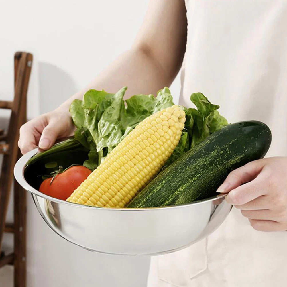 Stainless Steel Basin Bowls for Kitchen Mixing Colander Metal Pans Large Salad Extra