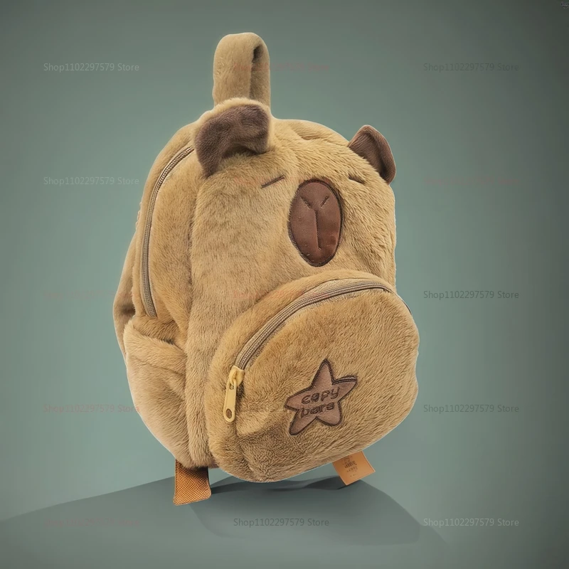 카피바라 플러시 백팩 귀여운 털 인형 숄더백 어린이 소녀 미니 배낭 선물 귀여운 동물 백팩 어린이 및 청소년용
