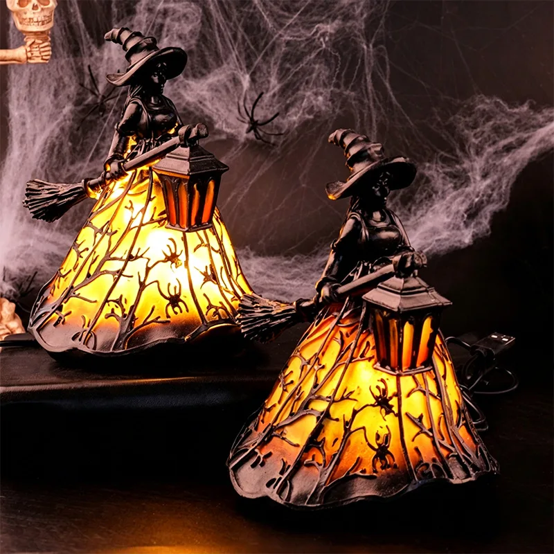 1PC Halloween Decorations Halloween Witch Lamp Gothic Witch Decoration Spooky Standing Night Light for Bedroom Halloween Decor