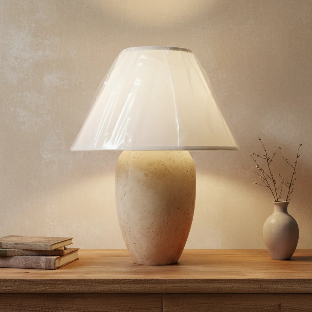 YH Wabi-sabi Pottery-style Stone Antique Decorative Reading Lampshade Bedside Stone Table Desk Lighting LED Table Lamp