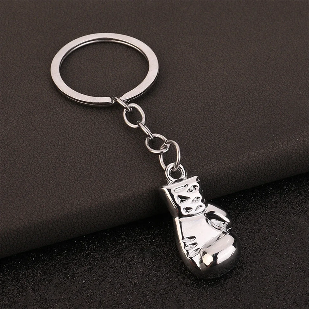 Creative Mini Creative 3D Metal Boxing Gloves Keychain Cute Gym Keyring  Pendant Shock Key Holder Car Key Ring for Boy Men Gift