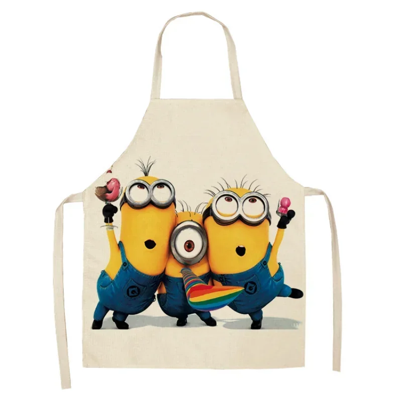 Cartoon Anime Children\'s Linen Apron Kitchen Cooking Barbecue Anti-fouling Home Adult Apron Bib Student Painting Apron