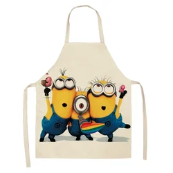 Cartoon Anime Children's Linen Apron Kitchen Cooking Barbecue Anti-fouling Home Adult Apron Bib Student Painting Apron