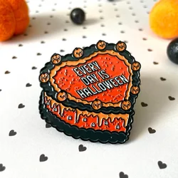 Every Day Is Halloween Hard Enamel Pin Spooky Cake Pumpkin Metal Badge Cute Halloween Jewelry Accessory Gifts Heart Cake Brooch