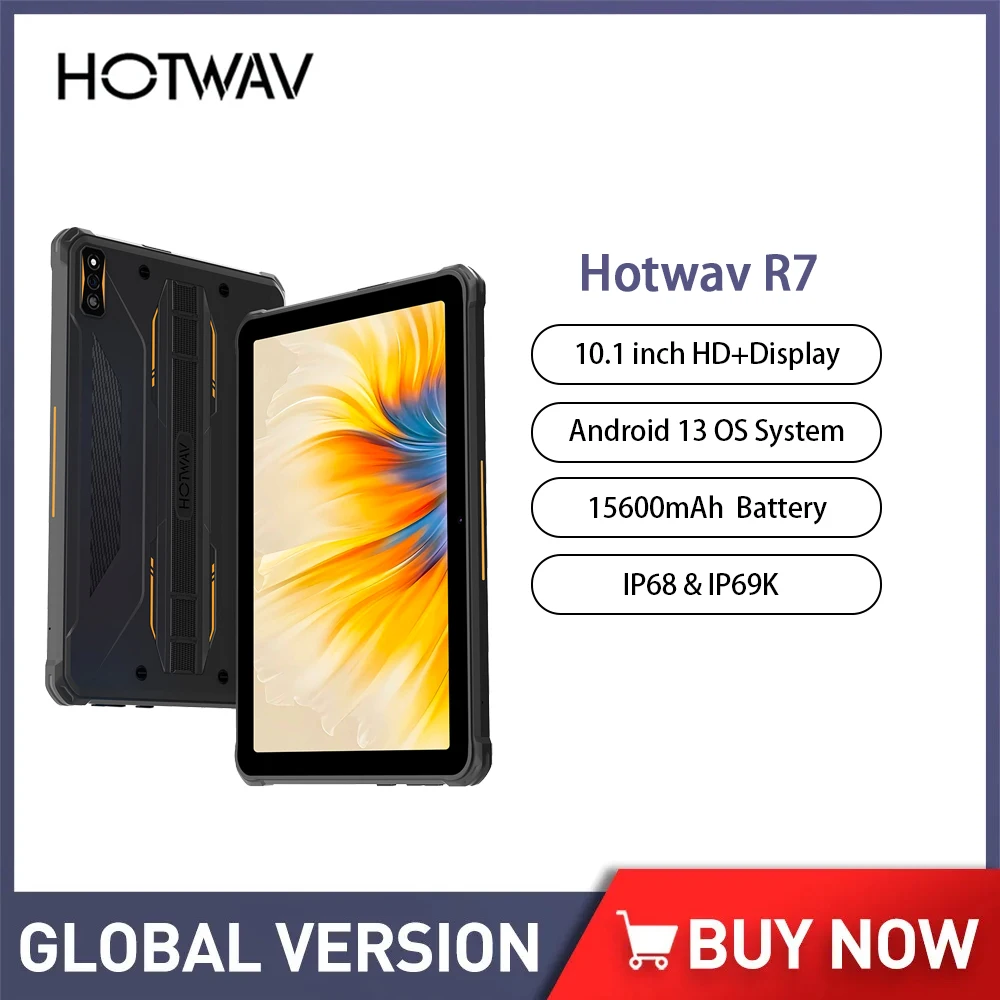 HOTWAV R7 Rugged Tablets Android 13 15600mAh Battery Pad 10.1'' HD+ 12GB(6+6) 256GB OTG Reverse Charge Tablet PC Global Version