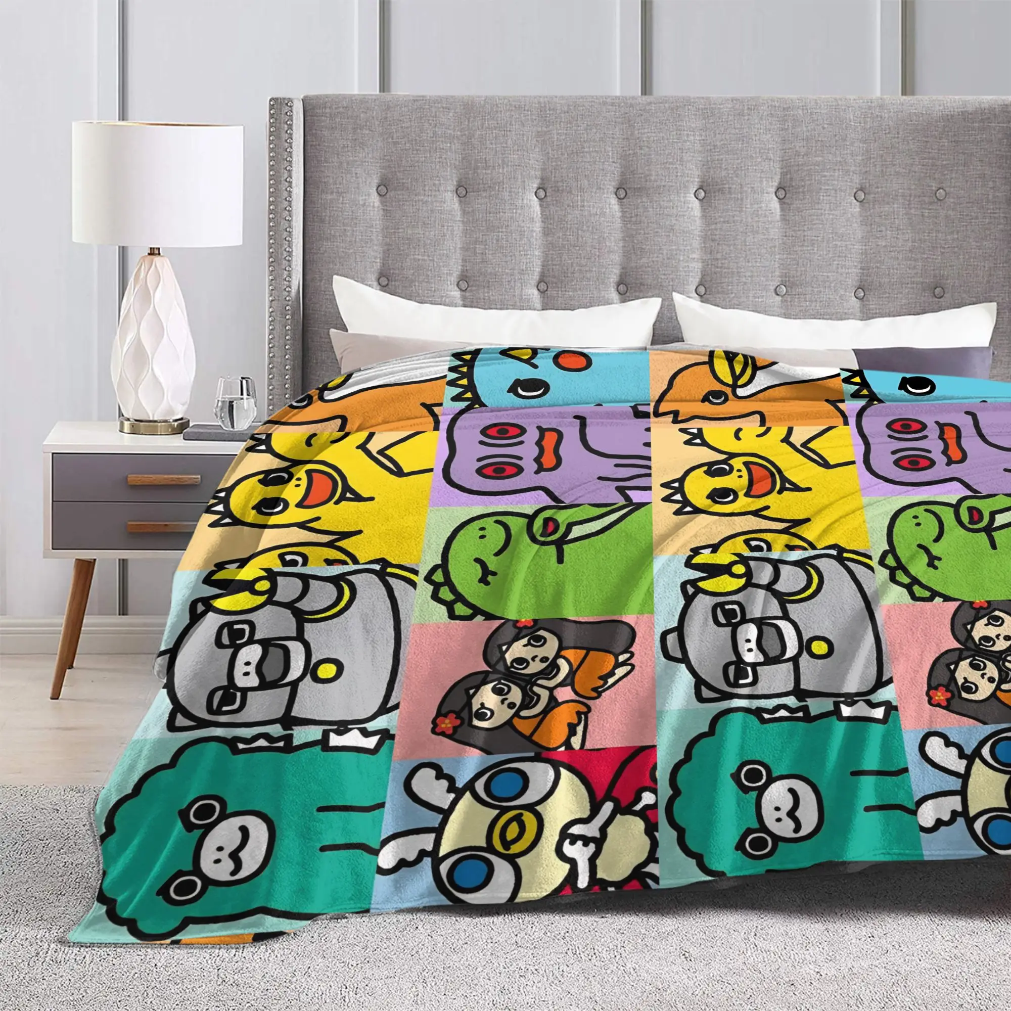 Chibi Monster Raids Again Knitted Blankets Manga Fuzzy Throw Blanket Summer Air Conditioning Personalised Lightweight Bedspread